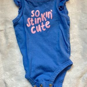 Carter's Blue Bodysuit with Pink Text